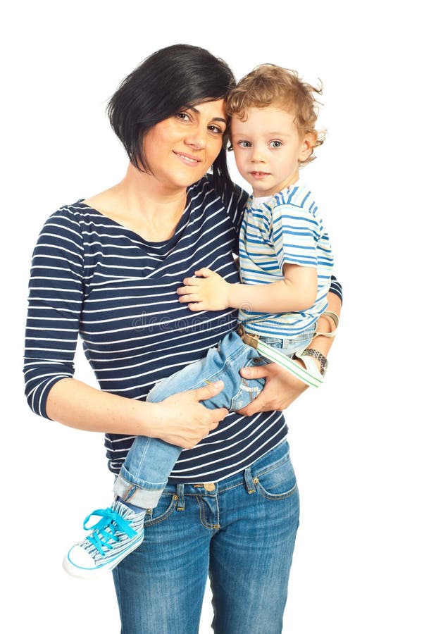 Madre sorridente ed suo figlio fotografia stock libera da diritti