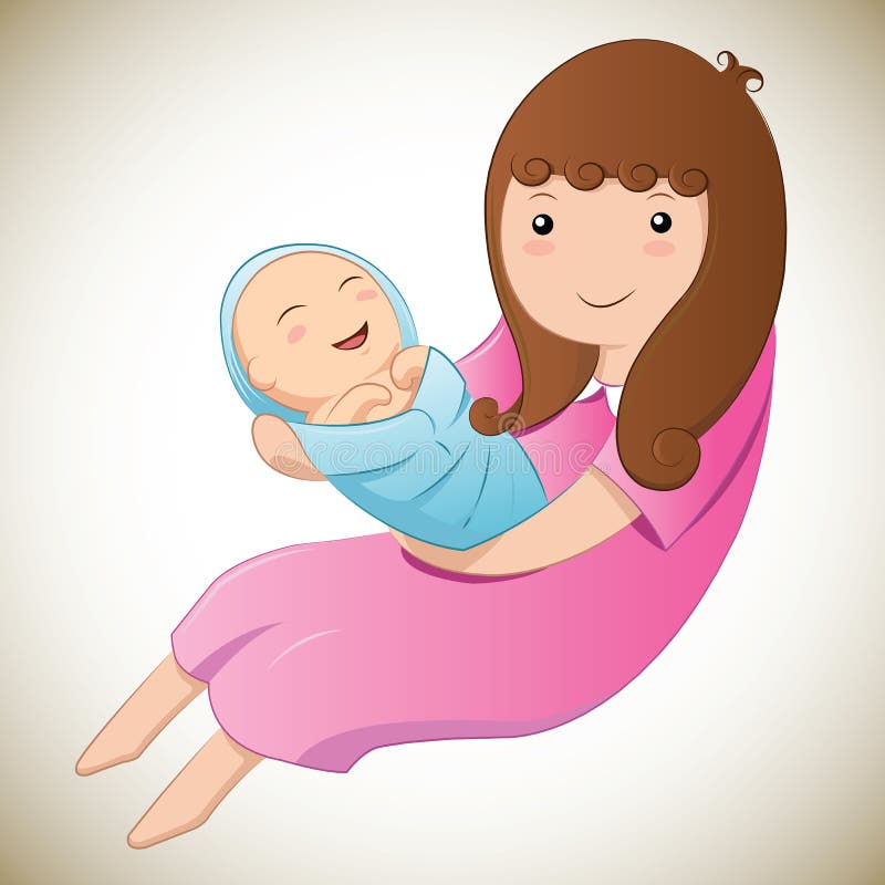 Madre y su vector del bebé stock de ilustración Madre y su vector del bebé stock de ilustración