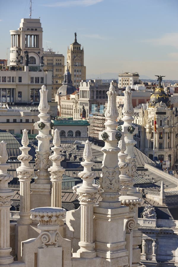 Madrid Skyline City Center. Downtown Traditional Buildings Stock Photo ...