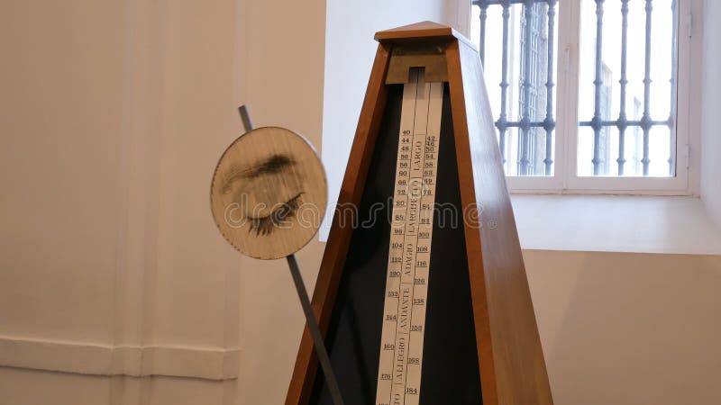 Madrid, Spain - May 2019: Object to Be Destroyed artwork in Reina Sofia Museum big metronome