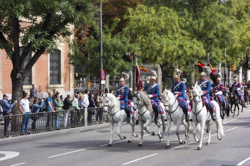 MADRID, SPAIN - OCTOBER 12: Spanish Royal Guard Cavalry (Guardia Real ...