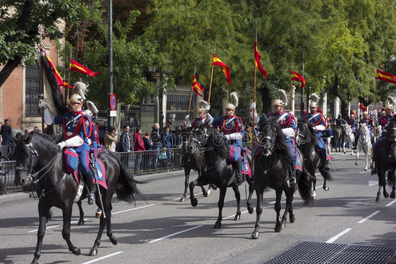 MADRID, SPAIN - OCTOBER 12: Spanish Royal Guard Cavalry (Guardia Real ...