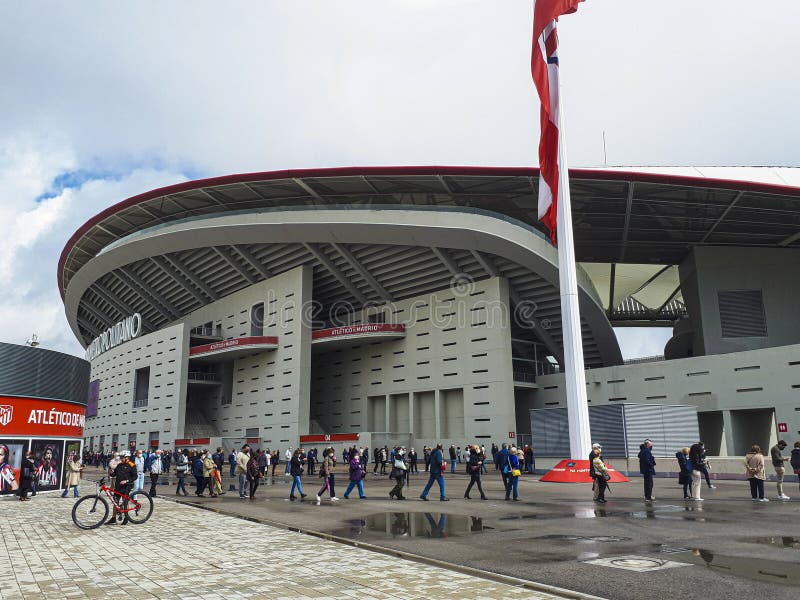 MADRID, SPAIN - Apr 2, 2021: Queues of thousands to get vaccinated against Covid-19 with Oxford/AstraZeneca vaccine in Wanda Stadium. MADRID, SPAIN - Apr 2, 2021: Queues of thousands to get vaccinated against Covid-19 with Oxford/AstraZeneca vaccine in Wanda Stadium
