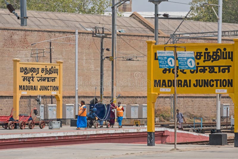 Indian Railway Employees at Madurai Junction Station Editorial