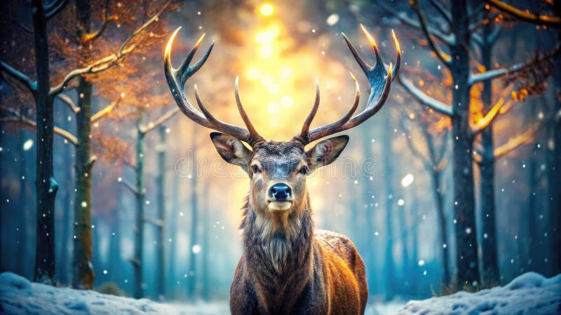 Maestoso dollaro invernale in una foresta innevata un'astratta esplorazione urbana della fauna selvatica. Sperimentate la serena bellezza di una meraviglia invernale attraverso questa immagine accattivante. un maestoso buck ornato da formiche impressionanti naviga graziosamente in una foresta innevata. la scena è una miscela armonica di energia naturale grezza e serenità silenziosa di un paesaggio gelido. elementi astratti come le linee ondulate e l'illuminazione atmosferica creano una prospettiva unica disegnando lo spettatore in questa città