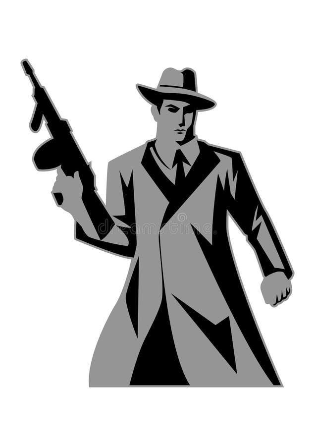 Gangster with Thompson submachine gun. Vector - Stock Illustration  [65430573] - PIXTA