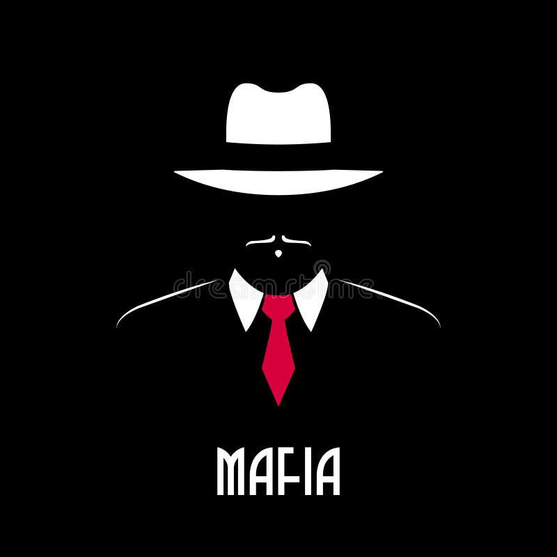 Mafia emblem with gangster skull in hat on white Vector Image