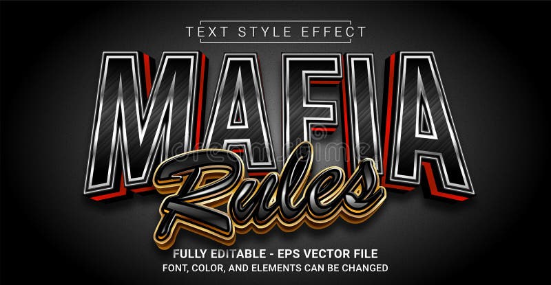 Mafia Rules Text Style Effect. Editable Graphic Text Template vector illustration