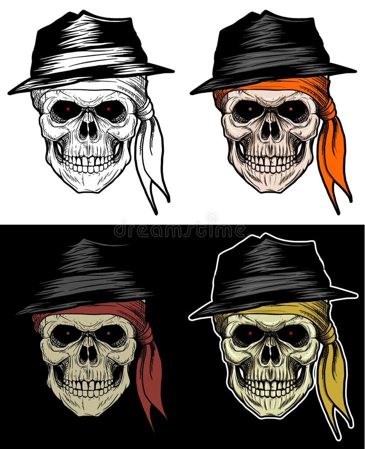 Mafia Skull Head, Gangster Skull, Hand Drawing Stock ...