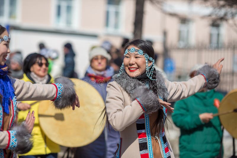 Dancing young women. Music and dances of the indigenous peoples of Siberia and the Russian Far East.