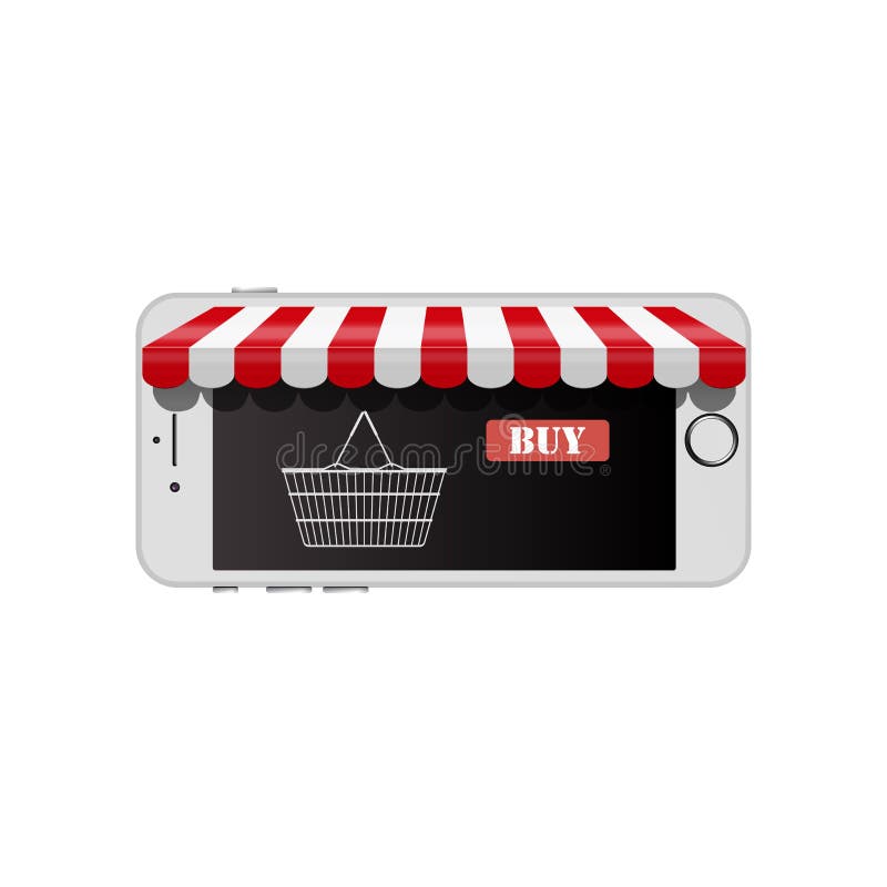 Magazin online pe telefon inteligent royalty free illustration