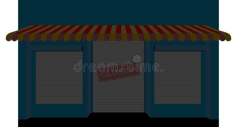 Magazin închis. magazia cu un semn este închisă. fațada unui magazin stock illustration