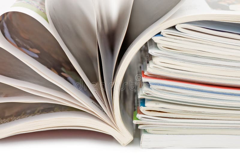 Magazine isolated on white background stock photo