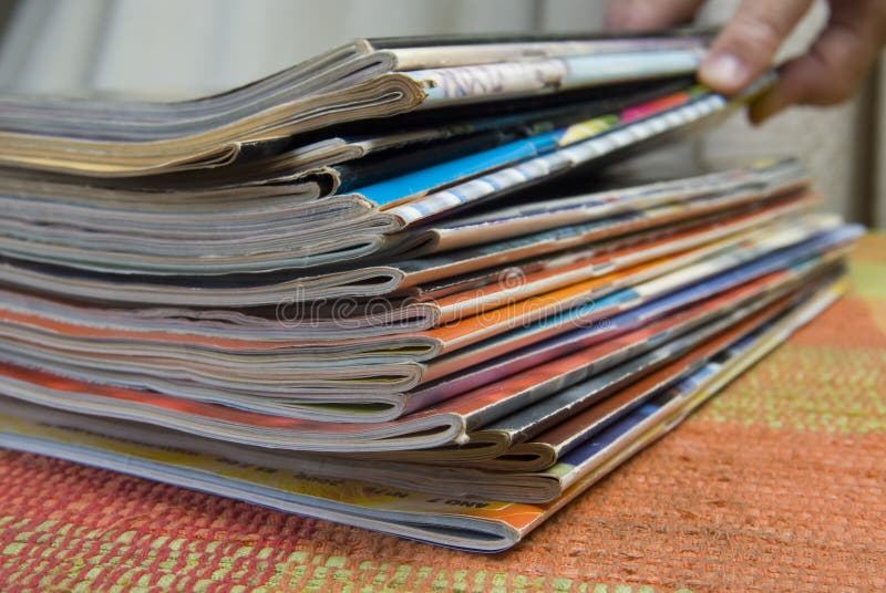 Magazine stack stock photos