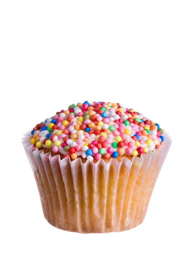 Cupcake decorated with colored sugar sprinkles. Cupcake decorated with colored sugar sprinkles