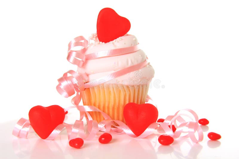 Valentine day cupcake isolated on white. Valentine day cupcake isolated on white.