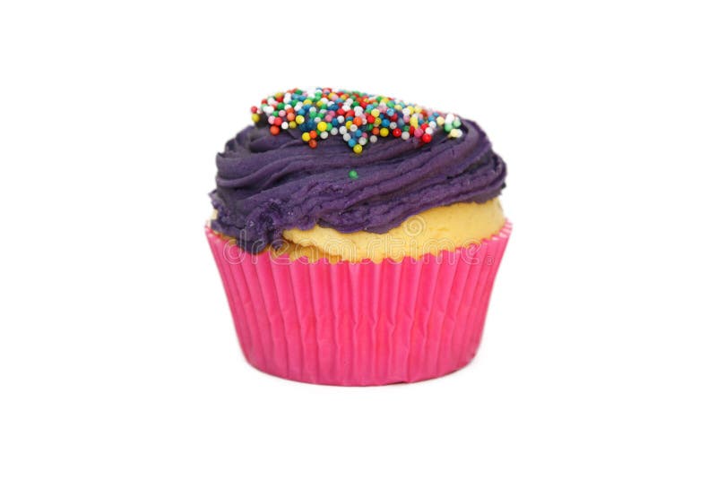 Colorful iced cupcake with sprinkles. Colorful iced cupcake with sprinkles.