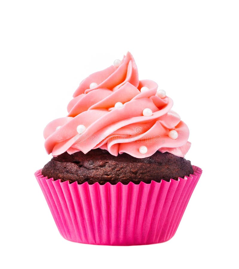 A Pink Cupcake isolated on a white background. A Pink Cupcake isolated on a white background.