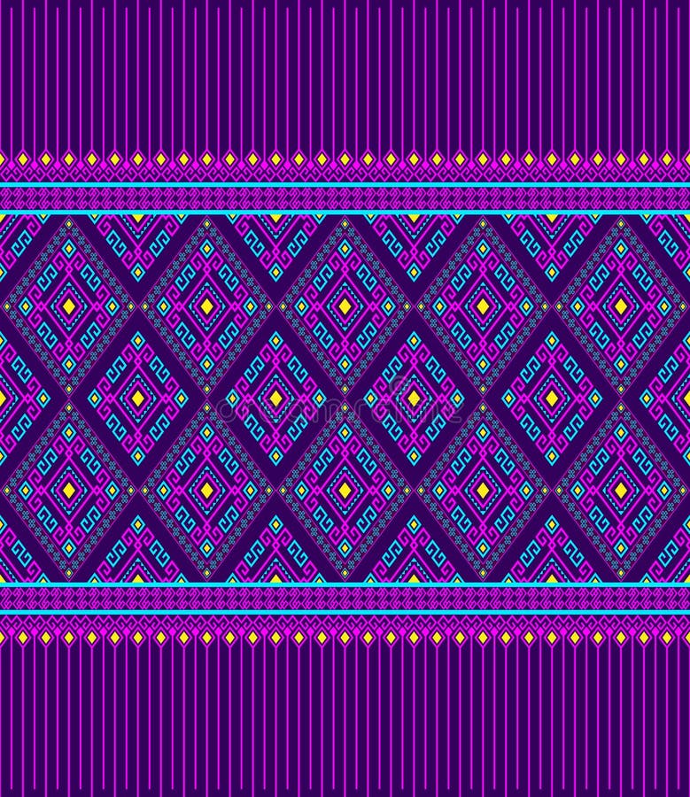 Magenta Turquoise Symmetry Geometric Ethnic or Tribal Seamless Pattern on  Purple Background Stock Vector - Illustration of oriental, backdrop:  228652364