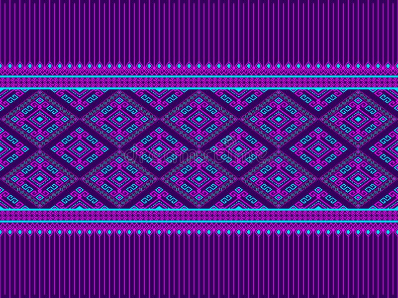 Magenta Turquoise Symmetry Geometric Ethnic or Tribe Seamless Pattern on  Purple Background Stock Vector - Illustration of element, batik: 233904841