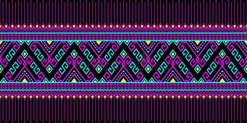 Magenta Turquoise Symmetry Geometric Tribe or Native Seamless Pattern on  Black Background Stock Illustration - Illustration of mandala, classic:  230399250