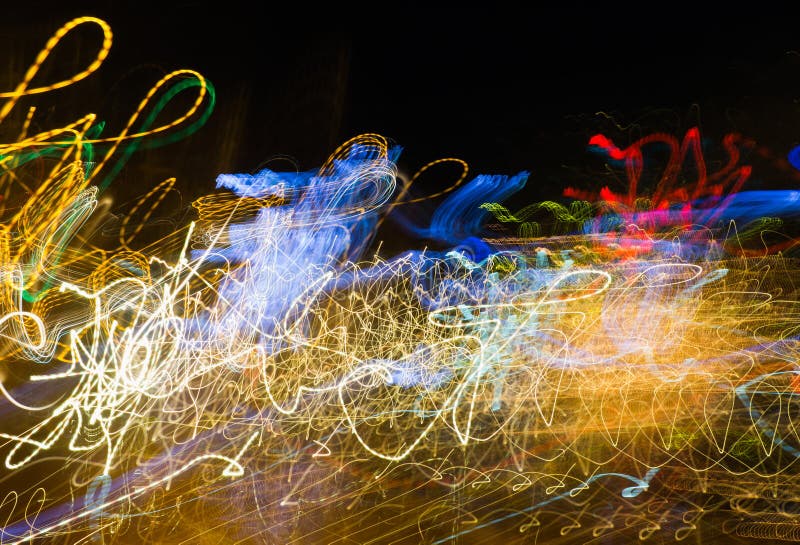 Magic abstract light trails in random motion - abstract background image stock image