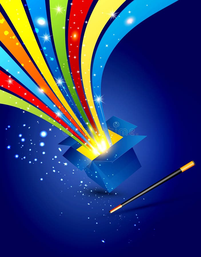 Magic background with an open box stock illustration Magic background with an open box stock illustration