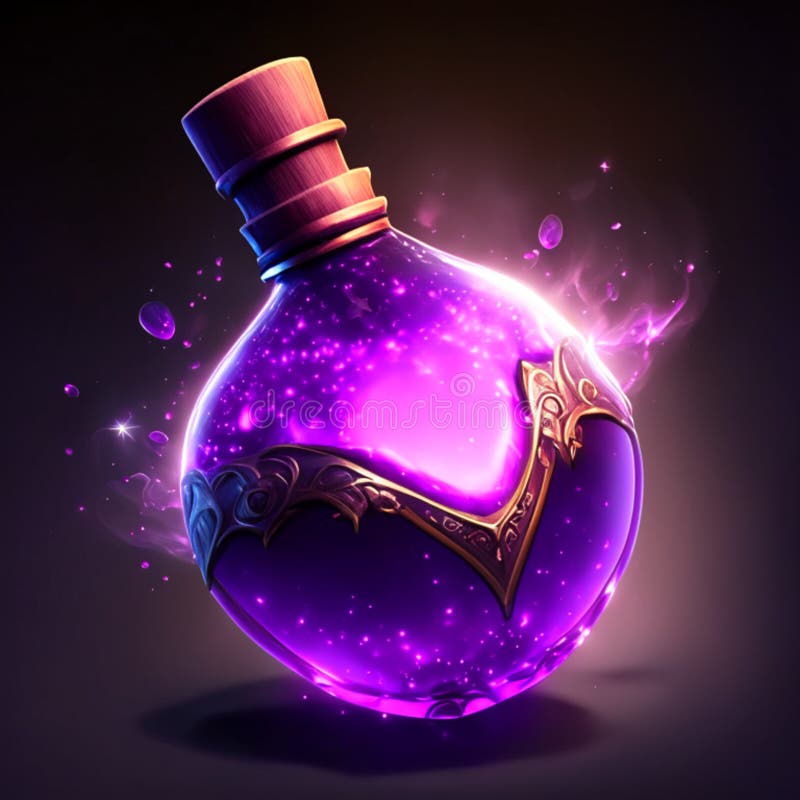 Magic Bottle with Magic Potion. Vector Illustration in a Realistic