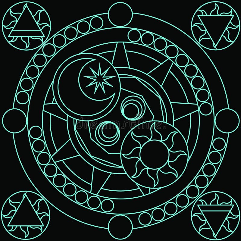 Clover's Updates  Magic-circle-witchcraft-i-blank-to-fill-spell-texts-games-anime-sun-moon-star-four-elemental-symbols-110129277