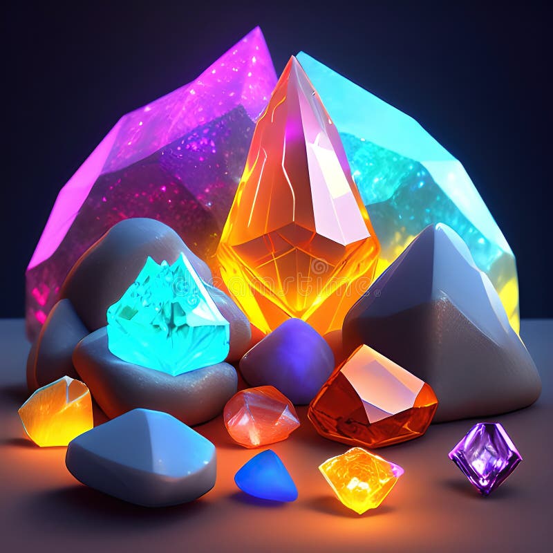 Magic Crystal Light and Gem Stones Ai Generated Stock Illustration ...