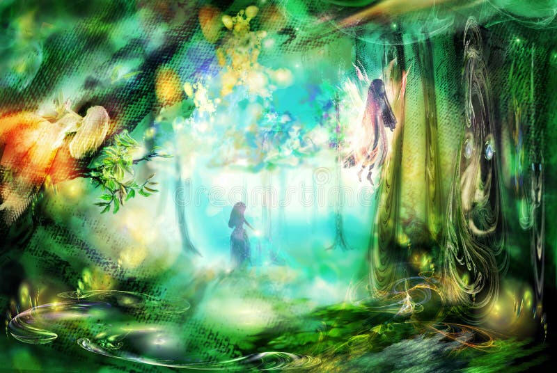The magic forest with fairies