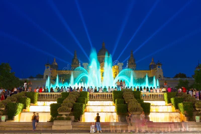 Magic Fountain Light Show, Barcelona Stock Image Image of
