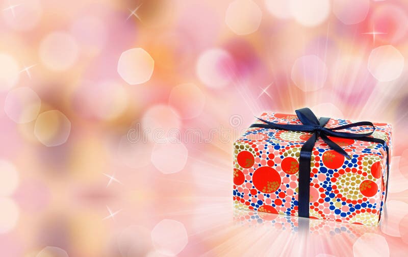 Magic gift box, bokeh, sparkles and free space