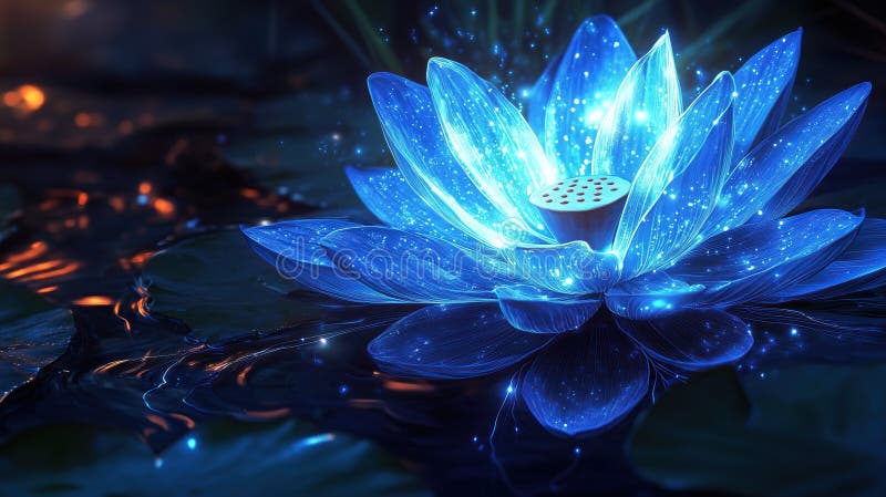 Magic glowing Lotus flower royalty free stock photo