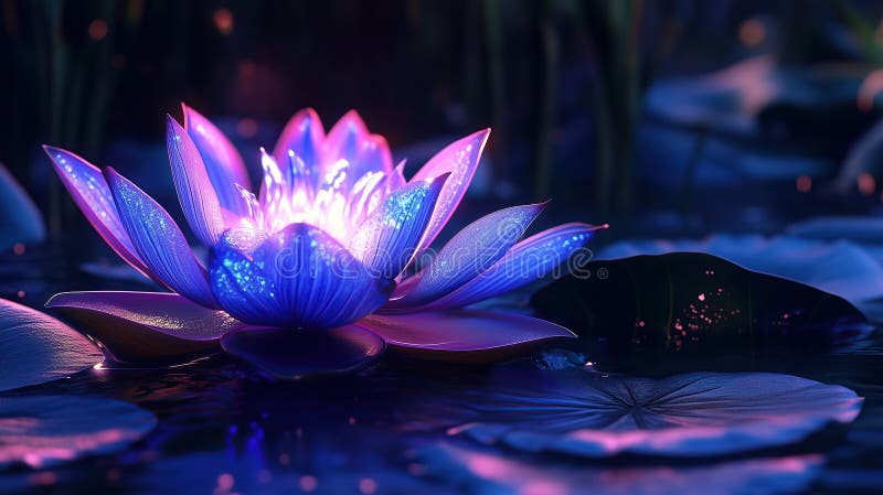 Magic glowing Lotus flower royalty free stock photos