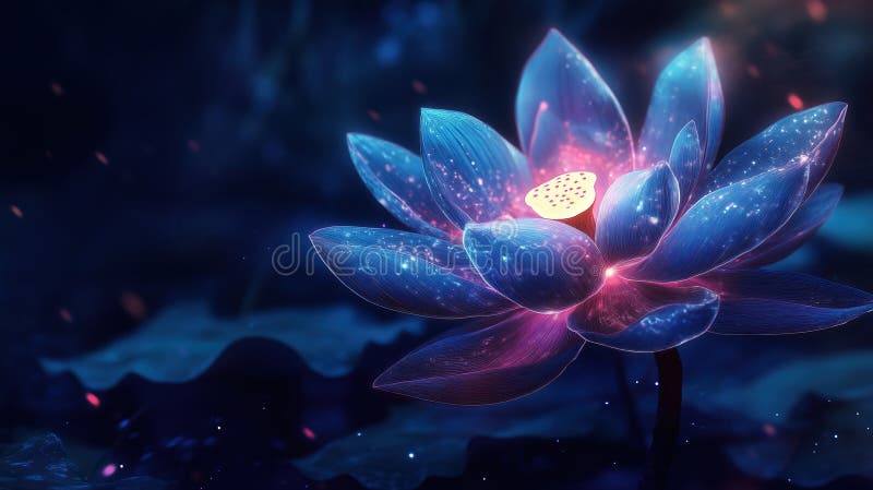 Magic glowing Lotus flower royalty free stock photography