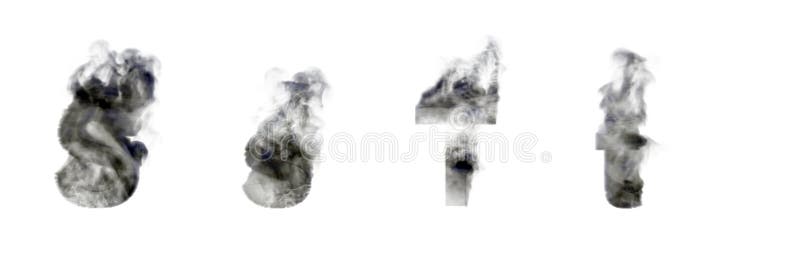 Dark smoke capital uppercase and lowercase letters S and T isolated on white background, disaster or magic concept alphabet - 3D illustration of symbols. Dark smoke capital uppercase and lowercase letters S and T isolated on white background, disaster or magic concept alphabet - 3D illustration of symbols