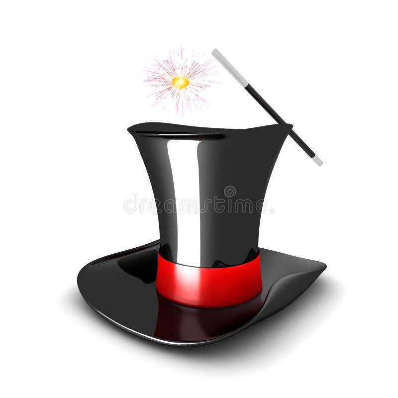 Magic hat on white stock illustration. Illustration of imagination