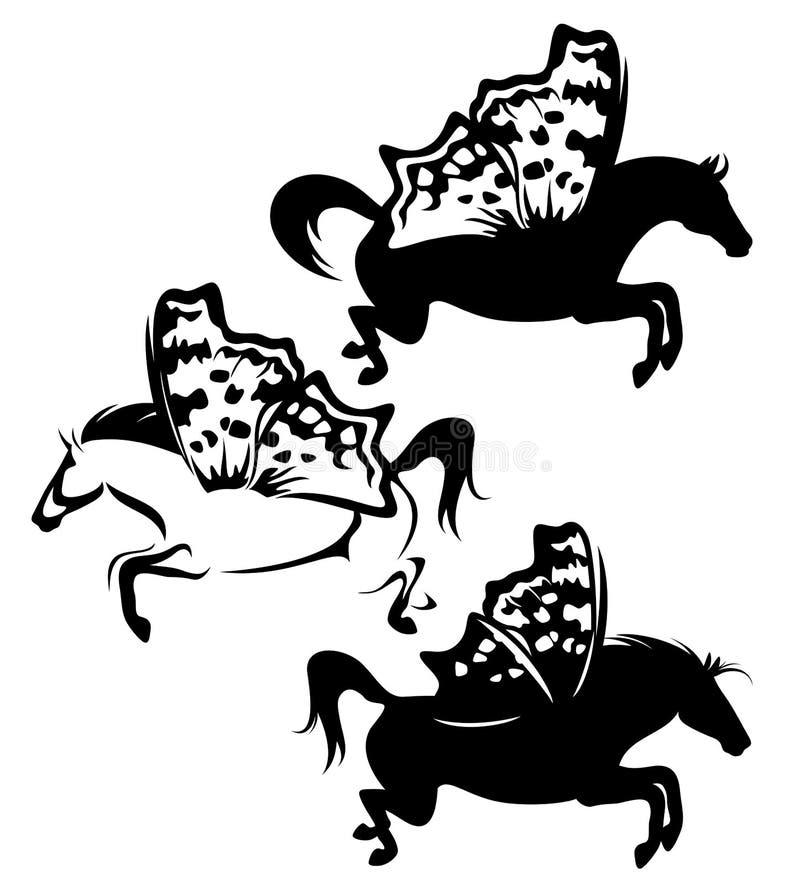 Magic horse with butterfly wings vector stock illustration Magic horse with butterfly wings vector stock illustration