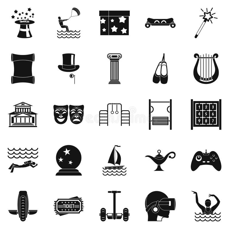 Magic icons set, simple style. Magic icons set. Simple set of 25 magic icons for web isolated on white background
