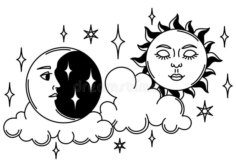 Sun Moon Black White Stock Illustrations 8 018 Sun Moon Black White Stock Illustrations Vectors Clipart Dreamstime