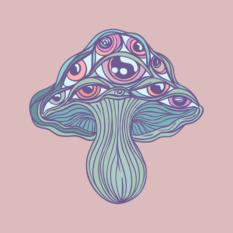 Magic Mushroom. Psychedelic Hallucination. Vector Illustration in ...