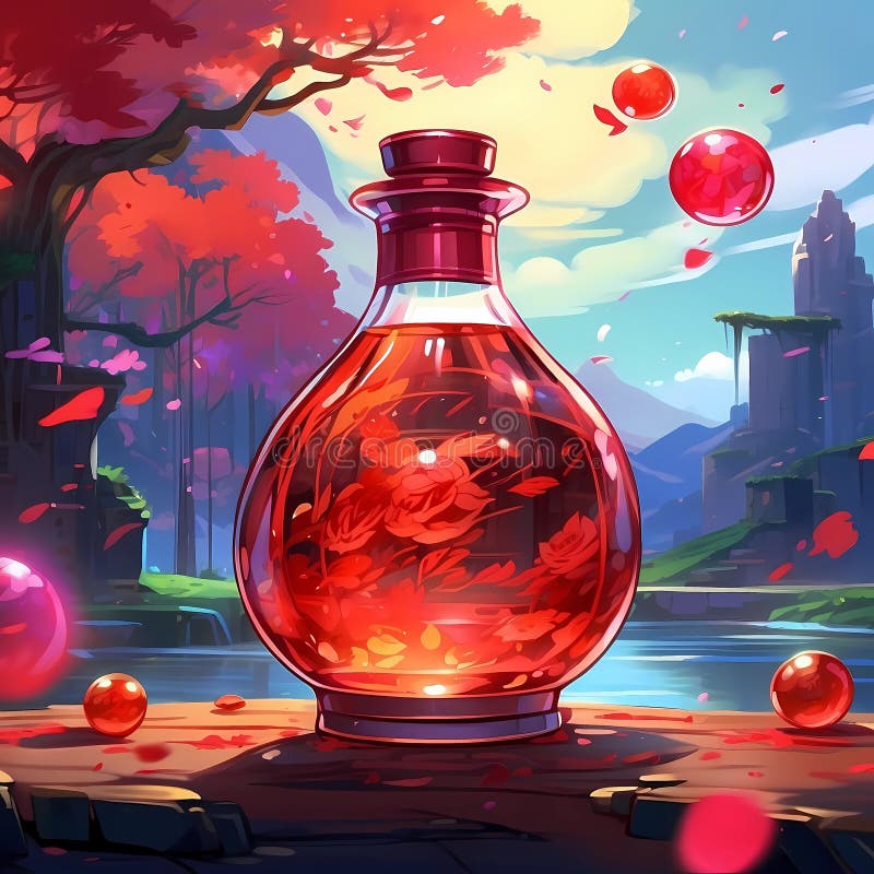 Magic Red Potion. Ruby Elixir. Red Magic Potion. Fantasy Potion. Stock ...