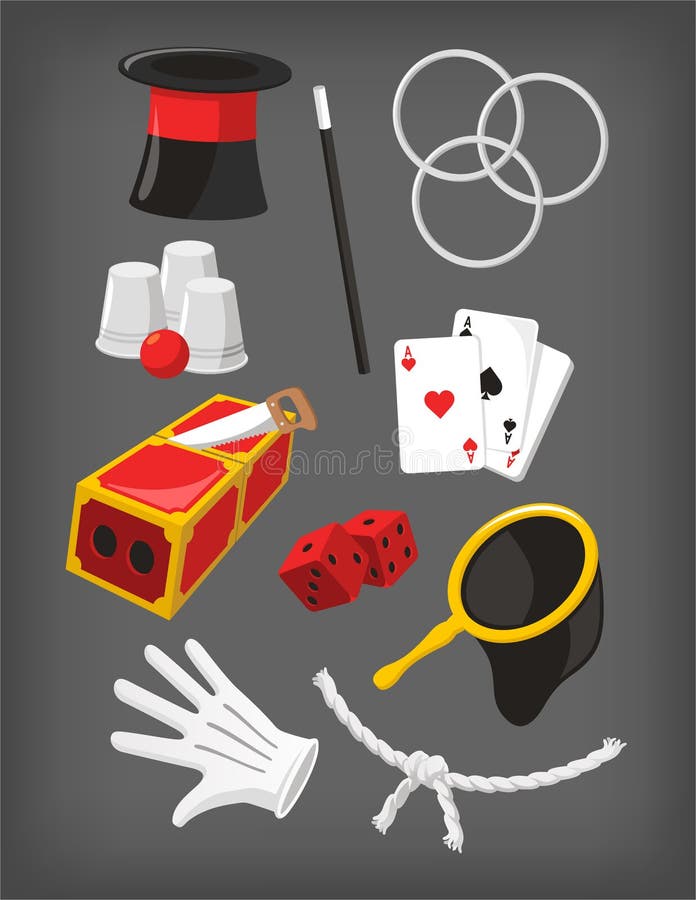 Magic show presentation elements icon collection