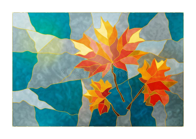 Stained Glass Maple Autumn Leaf