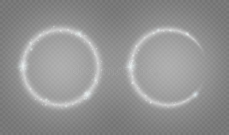 Magic strălucitor abstract lumina banner. Cerc magic sau cadru cu flash-uri de lumină și praf. Vector royalty free illustration