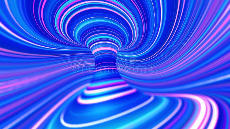 Magic swirl lines, fantasy wave data flow. Abstract whirlpool of rays 3D illustration royalty free illustration