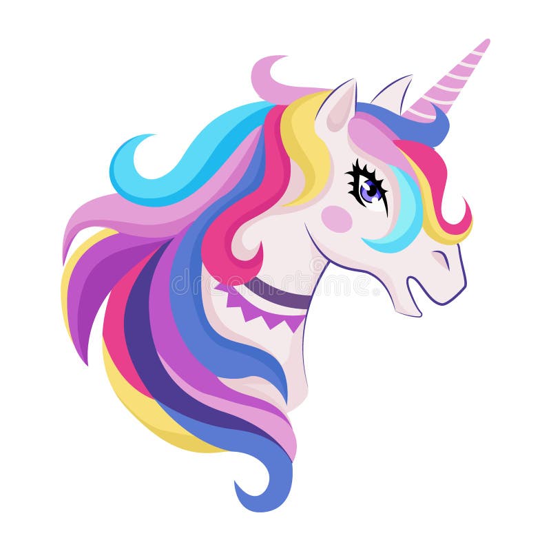 Unicorn with Colorful Hear on Rainbow Background Stock Vector ...