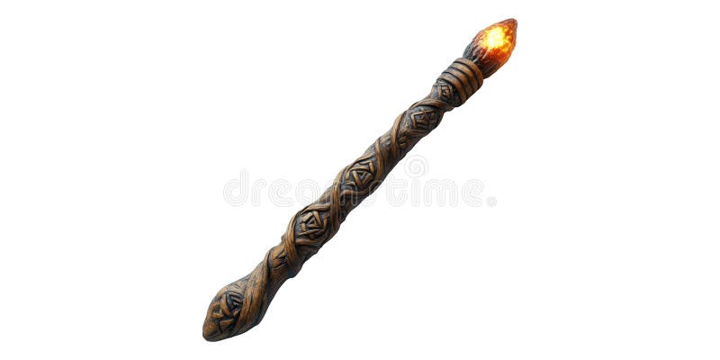 Magic wand with glowing tip isolated on transparent background stock photo