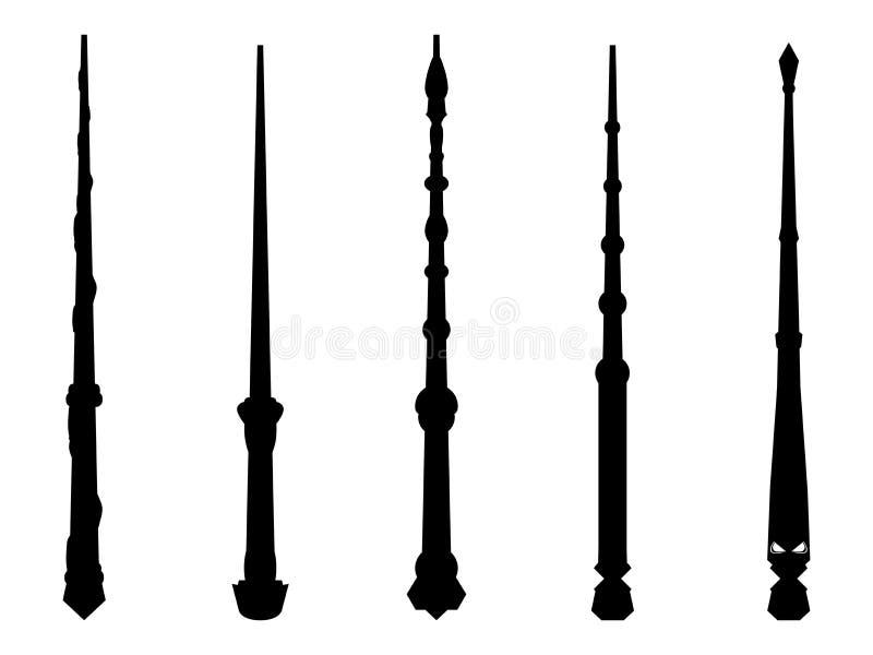 Magic wands set. Wizard tool. Wooden stick collection. Black contour isolated on white background. Vector royalty free illustration Magic wands set. Wizard tool. Wooden stick collection. Black contour isolated on white background. Vector royalty free illustration